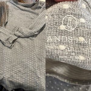 Lands' End Heather Gray Polka Dot Top
